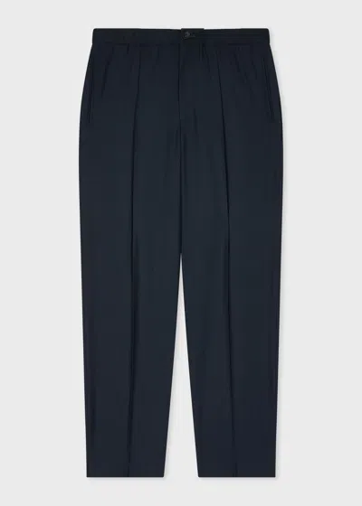 Ps By Paul Smith Navy Wool-blend Elasticated Waist Trousers Blue