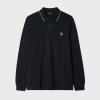 Ps By Paul Smith Navy Zebra Logo Long-sleeve Polo Shirt With Tipping Blue In Blue