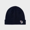 Ps By Paul Smith Navy 'zebra' Logo Ribbed Lambswool Beanie Hat Blue