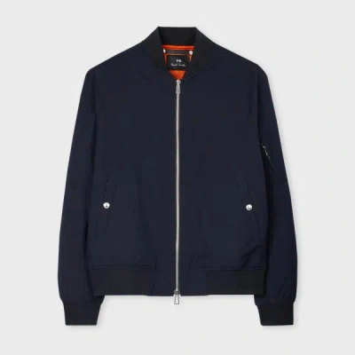 Ps By Paul Smith Navy Zip Bomber Jacket Blue