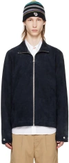 PS BY PAUL SMITH NAVY ZIP LEATHER JACKET