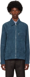 Ps By Paul Smith Navy Zip Leather Jacket In 76 Greys