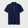 Ps By Paul Smith Navy Zip-neck Pique Polo Shirt Blue In Blue