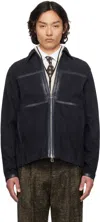Ps By Paul Smith Navy Zip Suede Jacket In 49 Blue