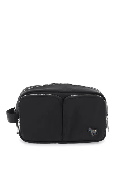 Ps By Paul Smith Nylon Beauty Case With Zebra Detail. In Black