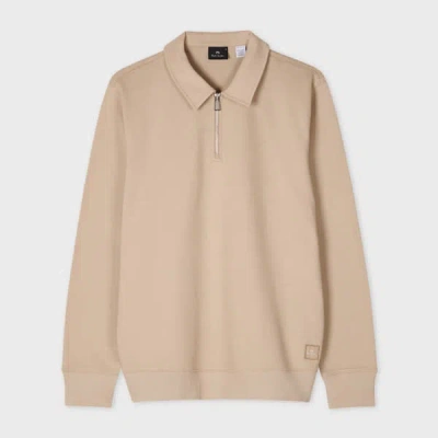 Ps By Paul Smith Oatmeal Organic Cotton Zip-neck Sweatshirt Brown