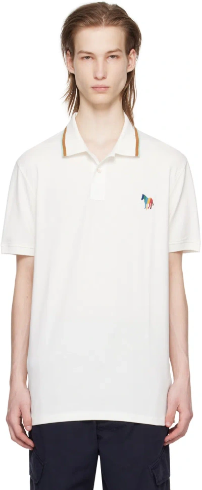 Ps By Paul Smith Off-white Broad Stripe Zebra Polo In 02a -