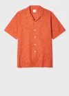 Ps By Paul Smith Orange Cotton Textured-jacquard Short-sleeve Shirt