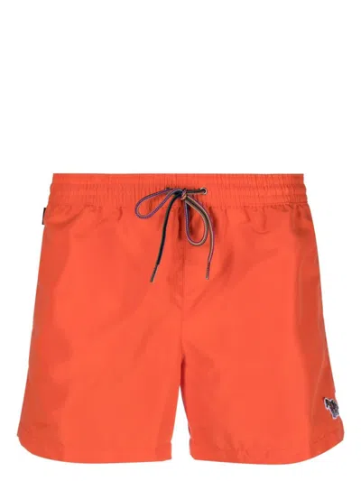 Ps By Paul Smith Orange Logo Swim Shorts