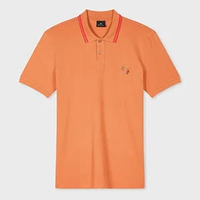 Ps By Paul Smith Orange Stretch-cotton 'broad Stripe Zebra' Polo Shirt