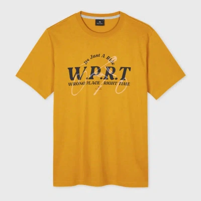 Ps By Paul Smith Orange 'wrong Place Right Time' Print T-shirt Yellow