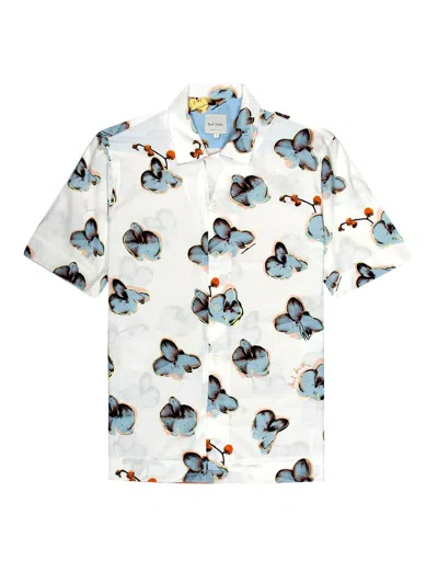 Ps By Paul Smith Orchid Printed Short-sleeved Shirt Shirt In White