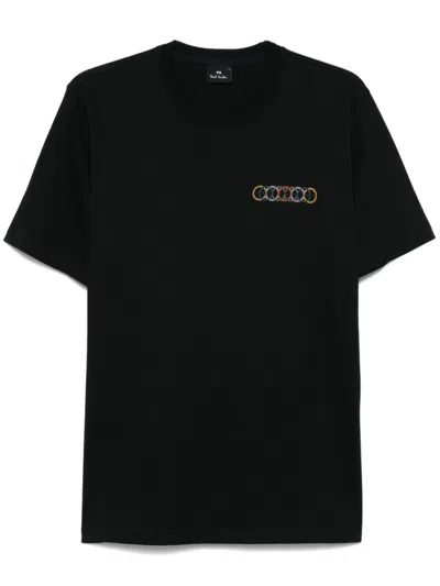 Ps By Paul Smith Overlapping Circles-print T-shirt In Black