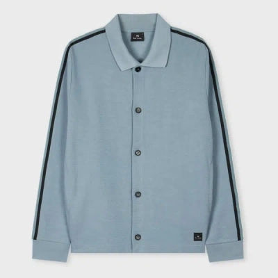 Ps By Paul Smith Pale Blue Cotton-blend Jersey Button Cardigan