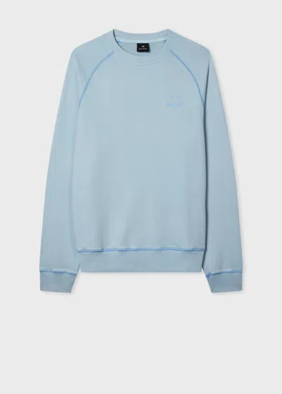 Ps By Paul Smith Pale Blue 'happy' Raglan Sweatshirt