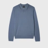 Ps By Paul Smith Pale Blue Merino Wool Knitted Polo Shirt In Blue