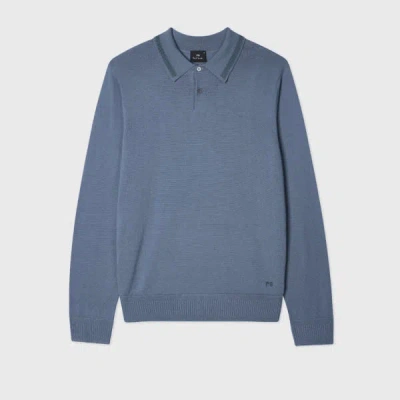 Ps By Paul Smith Pale Blue Merino Wool Knitted Polo Shirt