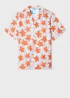 Ps By Paul Smith Pale Blue Orange 'gentian Flower' Print Short-sleeve Shirt