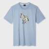 Ps By Paul Smith Pale Blue Organic Cotton 'graffiti Zebra' T-shirt In Blue