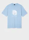 Ps By Paul Smith Pale Blue Organic Cotton Ps Logo T-shirt In Blue