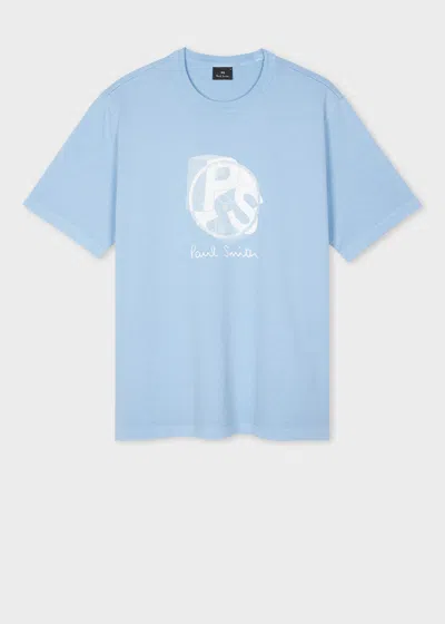 Ps By Paul Smith Pale Blue Organic Cotton Ps Logo T-shirt