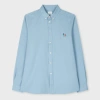 Ps By Paul Smith Pale Blue Organic Cotton Twill 'broad Stripe Zebra' Shirt In Blue