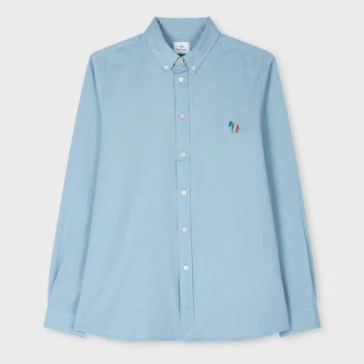 Ps By Paul Smith Pale Blue Organic Cotton Twill 'broad Stripe Zebra' Shirt