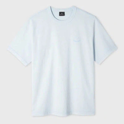 Ps By Paul Smith Pale Blue Pigment Dyed 'happy' T-shirt