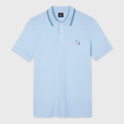 Ps By Paul Smith Pale Blue Stretch-cotton 'broad Stripe Zebra' Polo Shirt