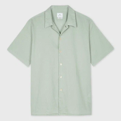 Ps By Paul Smith Pale Green Dobby-cotton Short-sleeve Shirt
