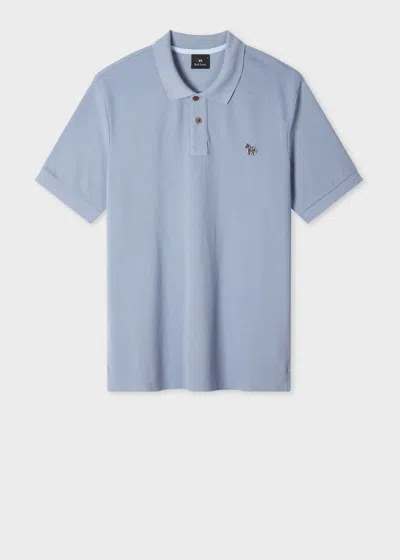 Ps By Paul Smith Pale Indigo Organic Cotton Zebra Polo Shirt Blue