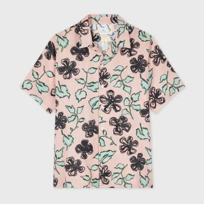 Ps By Paul Smith Pale Pink 'yukka' Print Short-sleeve Shirt