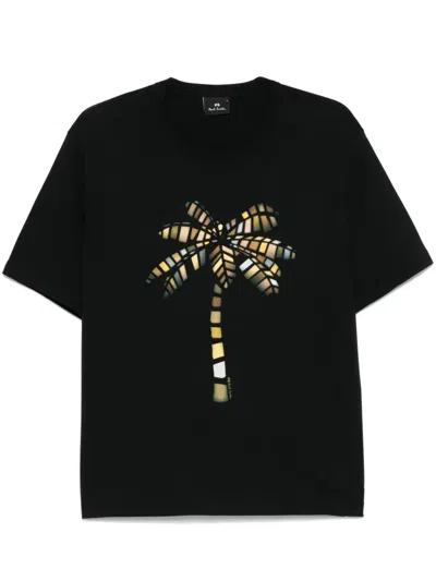 Ps By Paul Smith Palm Tree-print T-shirt In Black