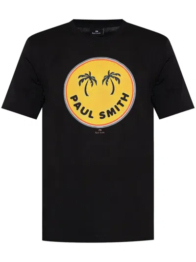 Ps By Paul Smith Palm Trees-print T-shirt In Black