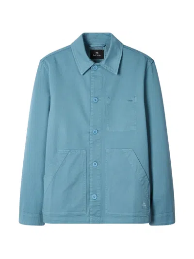 Ps By Paul Smith Patch-pocket Shirt Jacket In Blue