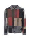 Ps By Paul Smith Black Wool-blend Rich Tone Patchwork Button-up Sweater In Gray