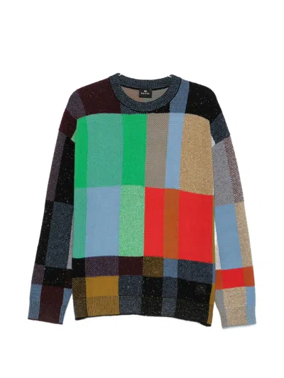 Ps By Paul Smith Patchwork-pattern Crew-neck Sweater In Multi