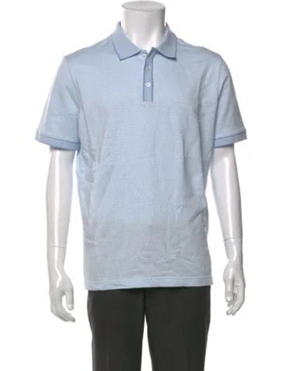 Pre-owned Ps By Paul Smith Patterned Collar Polo Shirt In Blue