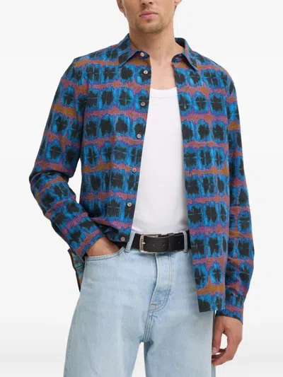 Ps By Paul Smith Patterned Shirt In Blue