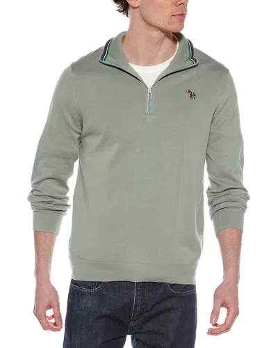 Ps By Paul Smith Paul Smith 1/4-zip Mock Neck Sweater In Green