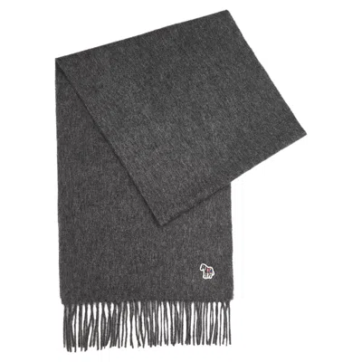 Ps By Paul Smith Paul Smith Grey Mélange Fringe-trimmed Wool Scarf In Gray