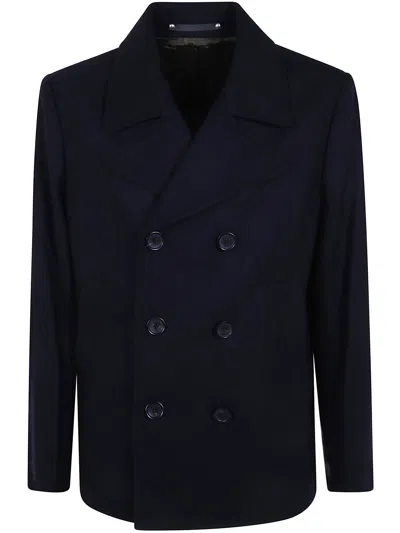 Ps By Paul Smith Pea Coat Blue Mens Pea Coat