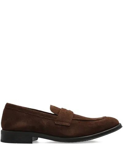 Ps By Paul Smith Penny-strap Suede Loafers In Brown
