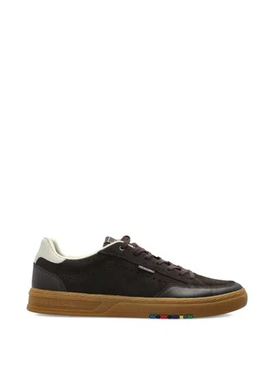 Ps By Paul Smith Perforated Lace-up Sneakers In Brown