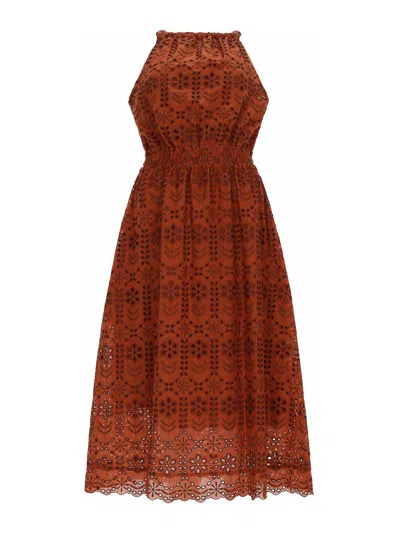 Ps By Paul Smith Ps Paul Smith Perforated Polyester-cotton Dress In Brown