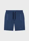 Ps By Paul Smith Petrol Blue 'happy' Blanket-stitch Shorts In Blue