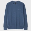 Ps By Paul Smith Petrol Blue 'happy' Blanket-stitch Sweatshirt In Blue