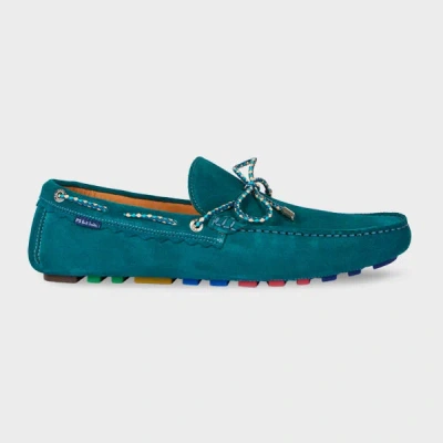Ps By Paul Smith Petrol Green 'springfield' Suede Driving Loafers