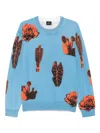 Ps By Paul Smith Sky Blue 'photographic Cactus' Print Cotton Sweater In Blue