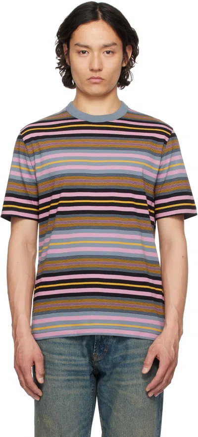 Ps By Paul Smith Pink & Gray Stripe Cotton T-shirt In 76 Grey